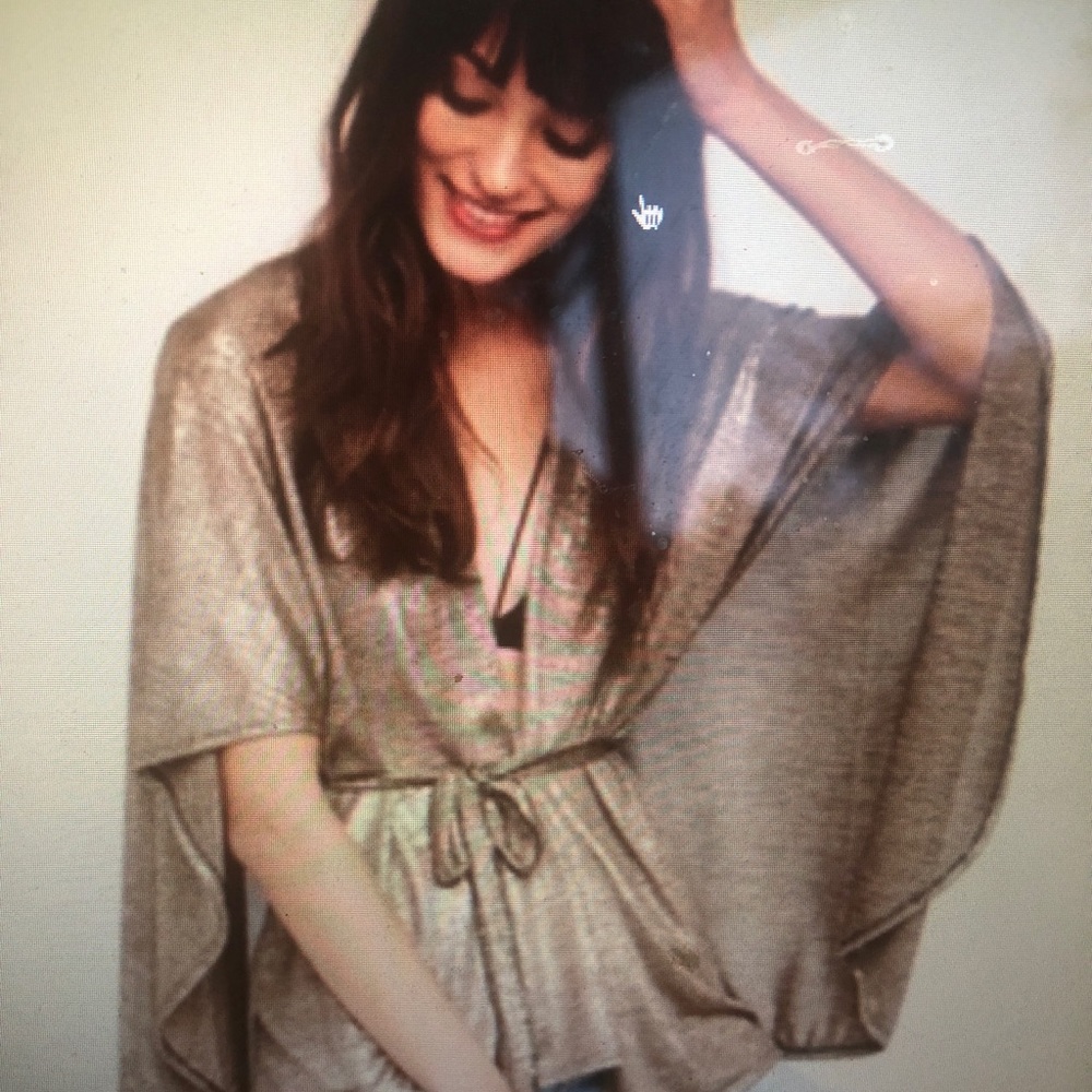 Free People  wrap blouse/Metallic Gold O/S